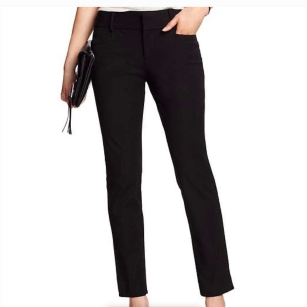Banana Republic Classic Sloan Curvy Fit Pencil Slacks Pants Black Az 2 NWOT